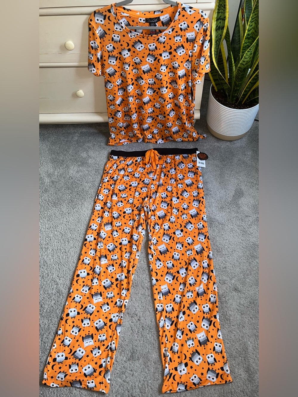 NWT Rene Rofe Halloween Owl PJ Set L